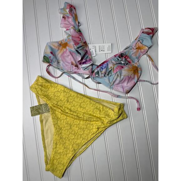 NWT Cupshe Two Piece Swimsuit Palmer Lace-Up Bikini Top Hi-Rise Bikini BUNDLE M - Picture 5 of 6